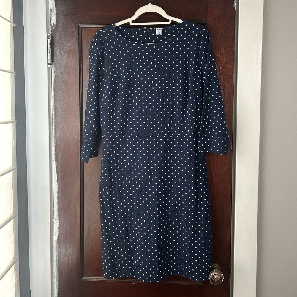 Elegant Navy Polka Dot Dress